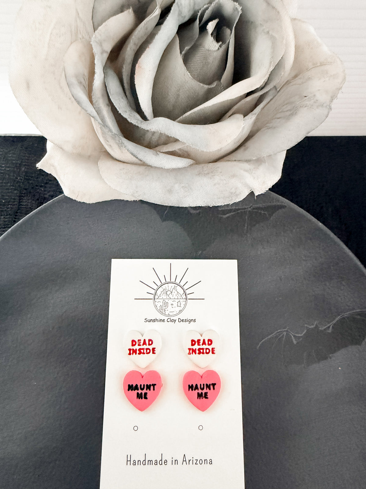 Halloween Heart Studs (dead inside, haunt me)