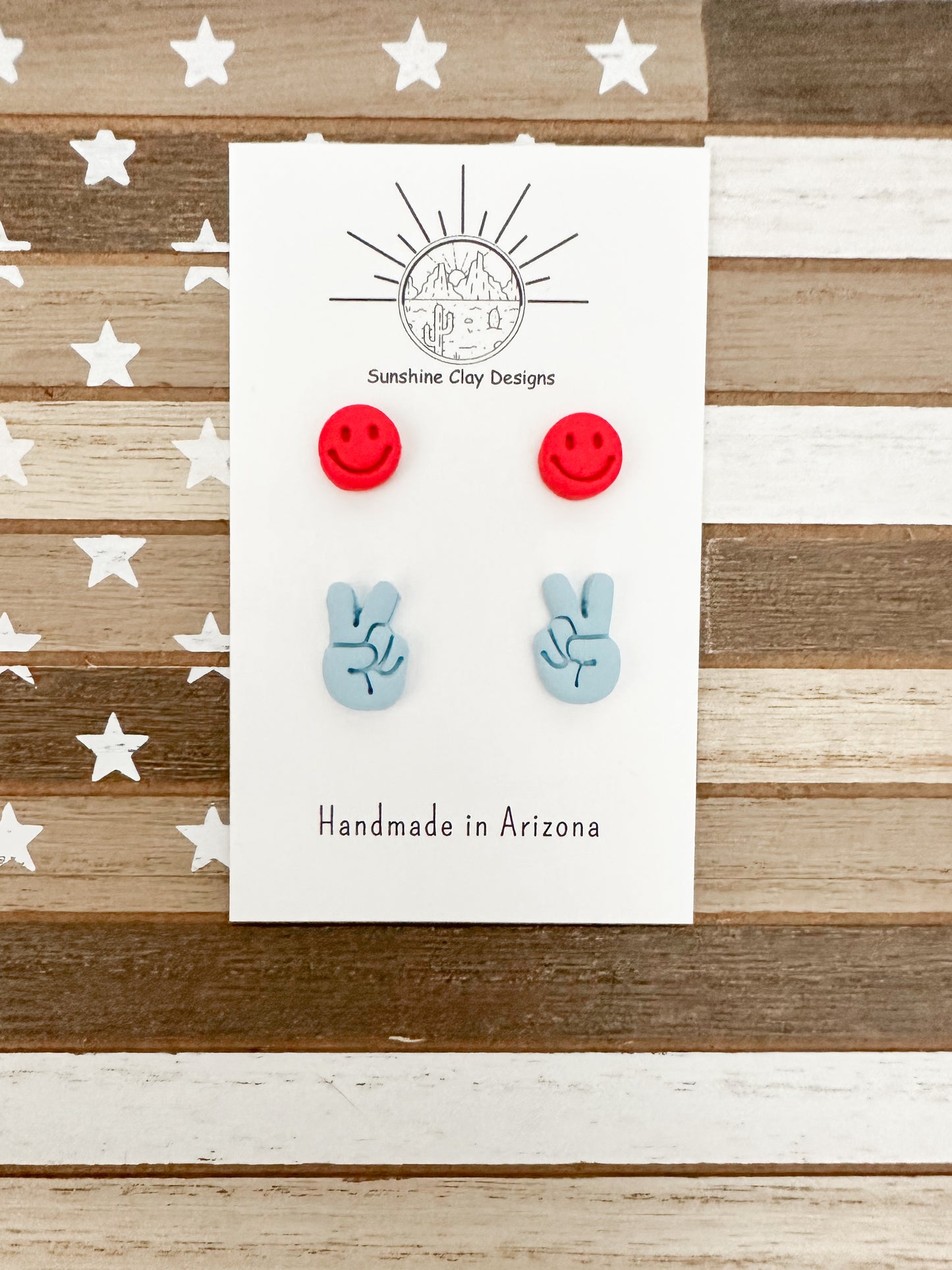 Happy Face & Peace Sign Stud Pack